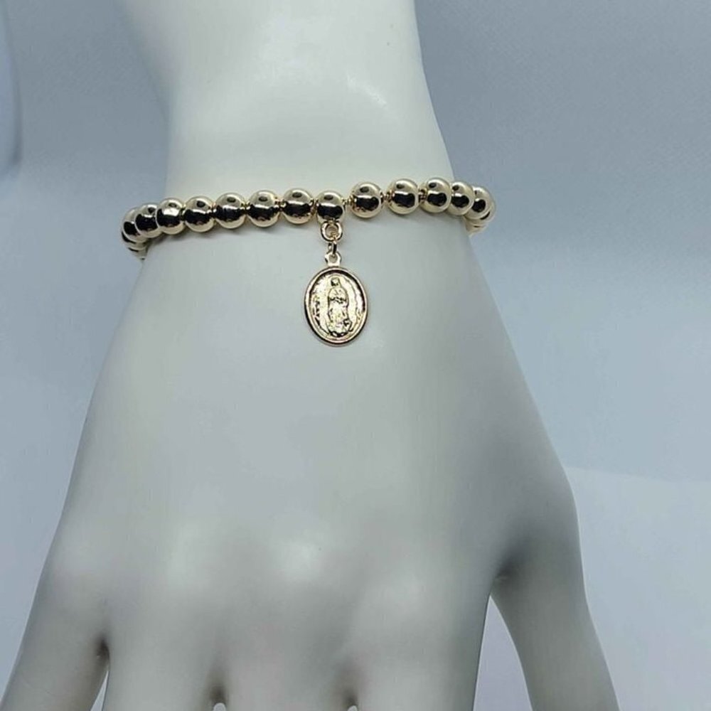 Brand New  Brazilian 18k Gold Filled Virgen De Guadalupe Adjustable Bracelet - Picture 3 of 4